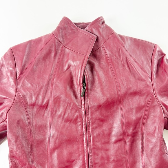 🪩 267. SIENA women’s small wine red leather jacket full zip - Picture 4 of 12